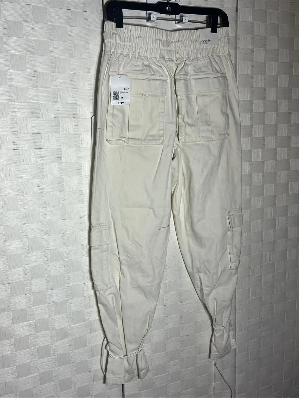 Forever 21 Off-White Lace-Up Cargo Pants Eye Catching Style
